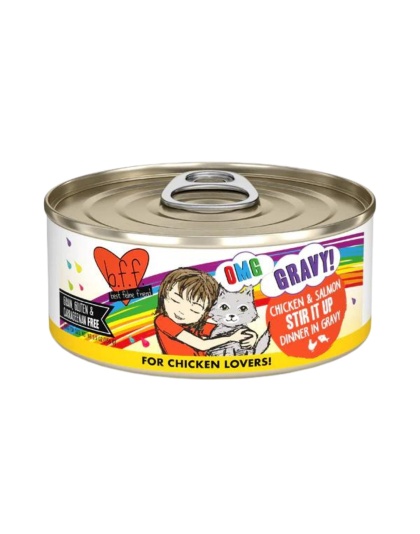 BFF Cat Omg Chicken and Salmon Stir It Up Dinner in Gravy 5.5oz. (Case Of 8)