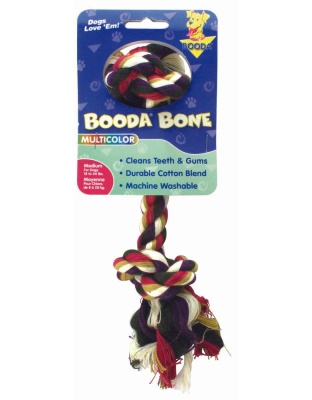 Booda 2-Knot Rope Bone Dog Toy 2 Knots Rope Bone Multi-Color Medium