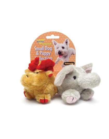 Booda Squatter Moose/Elephant Small Dog & Puppy Toy Multi-Color 1ea/SM, 2 pk
