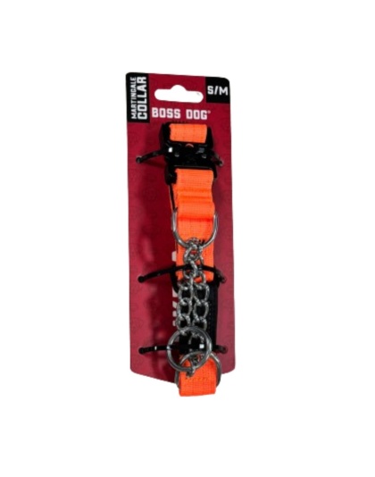 Boss Dog Martingale Dog Collar Hunter Orange, 1ea/SM/MD