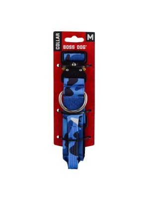 Boss Dog Tactical Adjustable Dog Collar Blue Camo, 1ea/Medium, 15-18 in