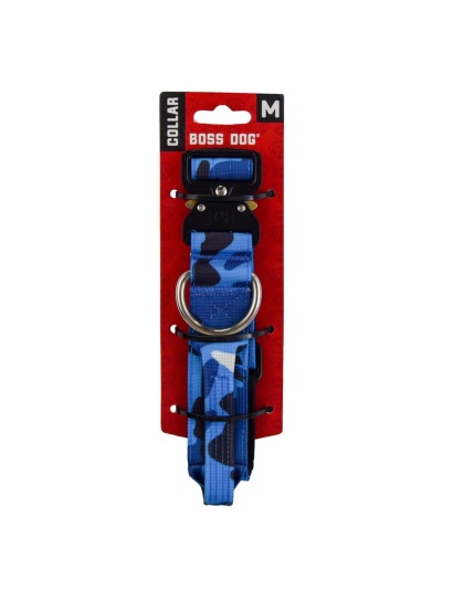 Boss Dog Tactical Adjustable Dog Collar Blue Camo, 1ea/Medium, 15-18 in