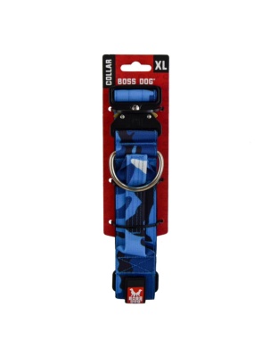 Boss Dog Tactical Adjustable Dog Collar Blue Camo, 1ea/XLarge, 20-28 in