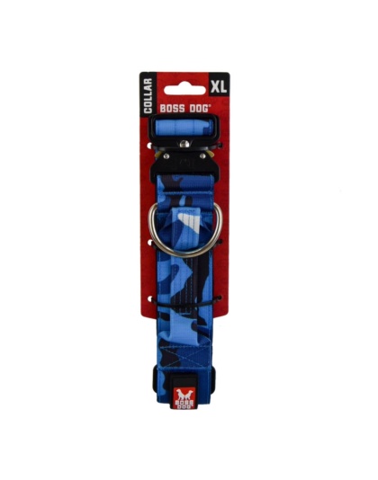 Boss Dog Tactical Adjustable Dog Collar Blue Camo, 1ea/XLarge, 20-28 in