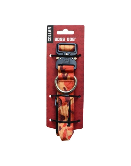 Boss Dog Tactical Adjustable Dog Collar Orange Camo, 1ea/Small, 13-16 in