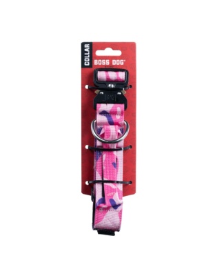 Boss Dog Tactical Adjustable Dog Collar Pink Camo, 1ea/Medium, 15-18 in