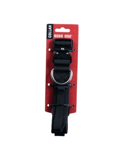 Boss Dog Tactical Adjustable Dog Collar Black, 1ea/Medium, 15-18 in