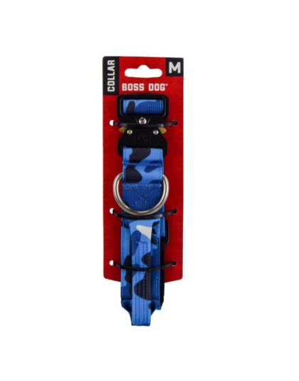Boss Dog Tactical Adjustable Dog Collar Blue Camo, 1ea/Large, 17-22 in