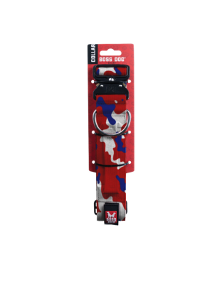 Boss Dog Tactical Adjustable Dog Collar Red, White, & Blue, 1ea/Medium, 15-18 in