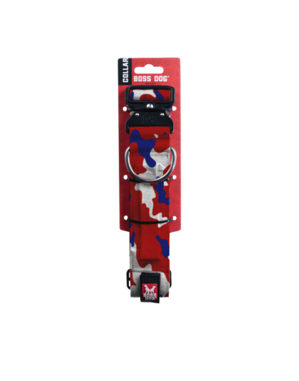 Boss Dog Tactical Adjustable Dog Collar Red, White, & Blue, 1ea/Medium, 15-18 in