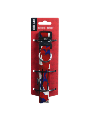 Boss Dog Tactical Adjustable Dog Collar Red, White, & Blue, 1ea/Small, 13-16 in