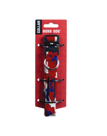 Boss Dog Tactical Adjustable Dog Collar Red, White, & Blue, 1ea/Small, 13-16 in