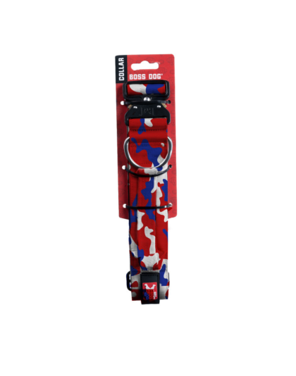 Boss Dog Tactical Adjustable Dog Collar Red, White, & Blue, 1ea/XLarge, 20-28 in