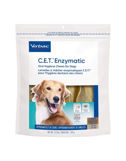 C.E.T. Enzymatic Oral Hygiene Chews For Dogs Beef/Chicken Large 30 Count