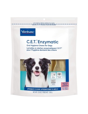 C.E.T. Enzymatic Oral Hygiene Chews For Dogs Beef/Chicken Medium 30 Count
