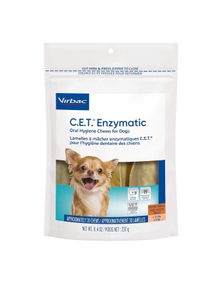 C.E.T. Enzymatic Oral Hygiene Chews For Dogs Beef/Chicken XSmall 30 Count