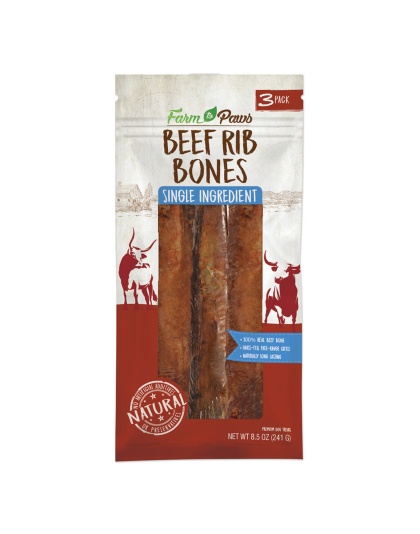 Cadet Farm to Paws Beef Rib Bones - Natural Dog Chews 1ea/3 ct