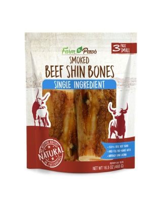 Cadet Farm to Paws Smoked Beef Shin Bones - Natural Dog Chews Beef 1ea/SMall, 3 ct