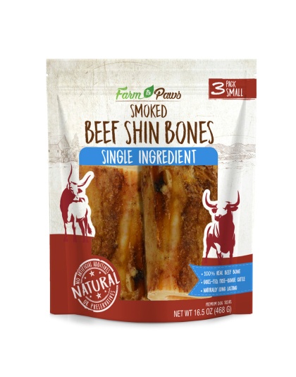 Cadet Farm to Paws Smoked Beef Shin Bones - Natural Dog Chews Beef 1ea/SMall, 3 ct