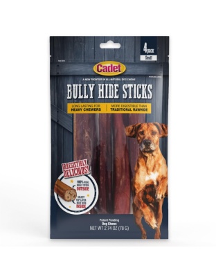 Cadet Bully Hide Sticks All-Natural Dog Chews Small Stick, 1ea/4 ct