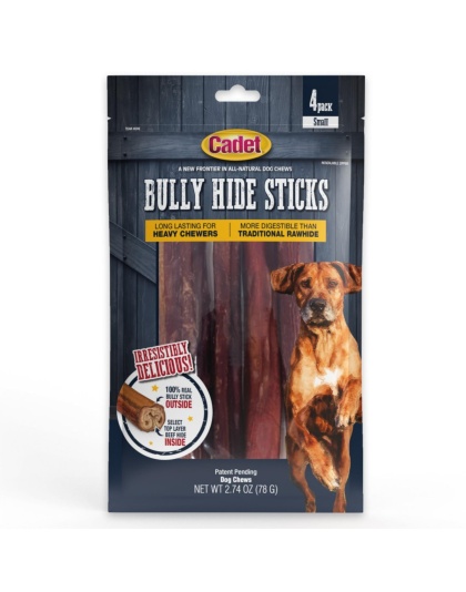 Cadet Bully Hide Sticks All-Natural Dog Chews Small Stick, 1ea/4 ct