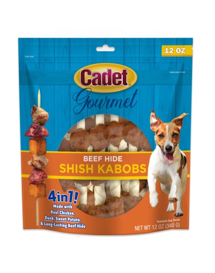 Cadet Gourmet Beef Hide Shish Kabob Dog Treats Chicken, Sweet Potato, & Liver 1ea/5 in (12oz.)