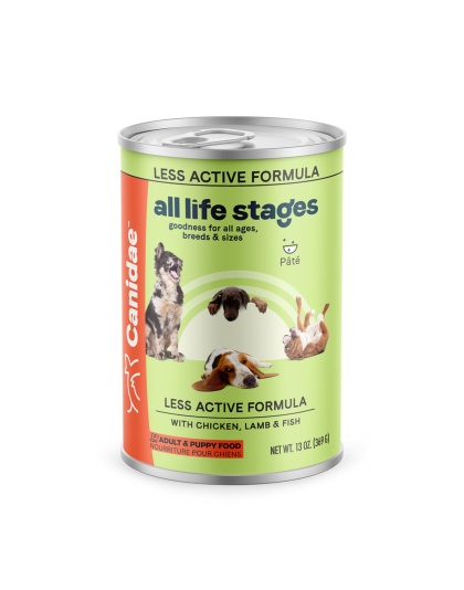 All Life Stages Less Active Canned Dog Food Chicken/Lamb/Fish 13oz. (Case of 12)