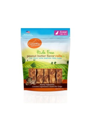 Canine Natural Hide Free 2.5" Peanut Butter Mini Roll 6Pk