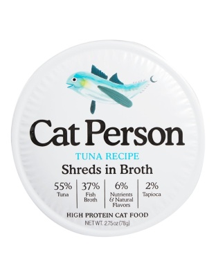 Cat Person Cat Bowl Booster Shreds In Broth Tuna 2.75Oz 24 Pack