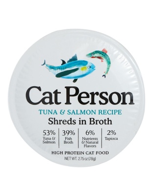 Cat Person Cat Bowl Booster Shreds In Broth Tuna & Salmon 2.75Oz 24 Pack