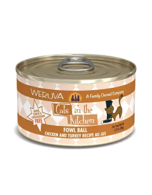 Cats In The Kitchen Fowl Ball Chicken and Turkey Recipe 3.2oz. (Case of 24)