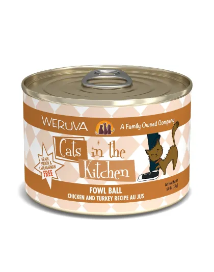 Cats In The Kitchen Fowl Ball Chicken and Turkey Recipe 6oz. (Case of 24)