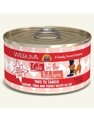 Cats In The Kitchen Two Tu Tango Sardine; Tuna and Turkey 3.2oz. (Case of 24)