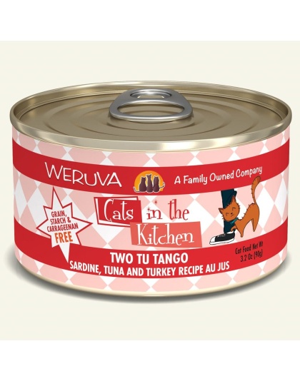 Cats In The Kitchen Two Tu Tango Sardine; Tuna and Turkey 3.2oz. (Case of 24)