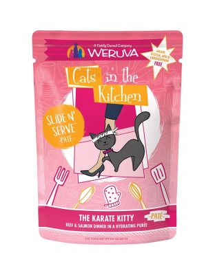 Cats in the Kitchen Slide N Serve The Karate Kitty Beef and Salmon Dinner 3oz. (Case of 12)