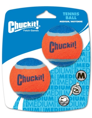 Chuckit! Tennis Ball Dog Toy Shrink Sleeve Blue/Orange 1ea/MD, 2 pk
