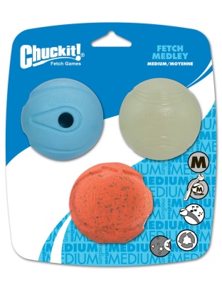 Chuckit! Fetch Medley Balls Dog Toy Assortment 1 Multi-Color 1ea/3 pk, MD