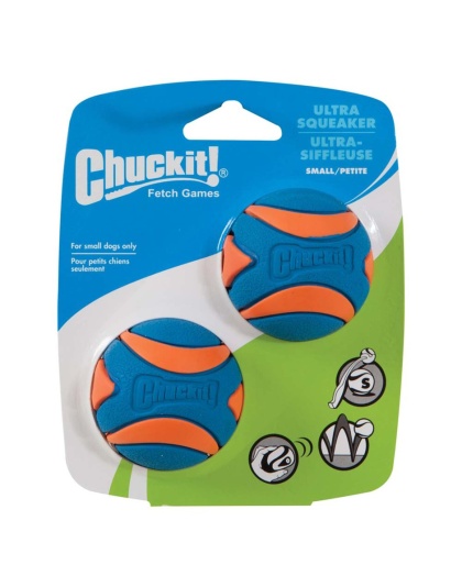 Chuckit! Ultra Squeaker Balls Dog Toy Blue/Orange 1ea/2 pk, SM