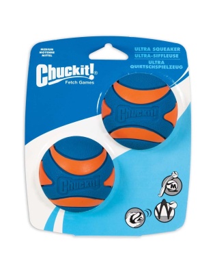 Chuckit! Ultra Squeaker Balls Dog Toy Blue/Orange 1ea/2 pk, MD