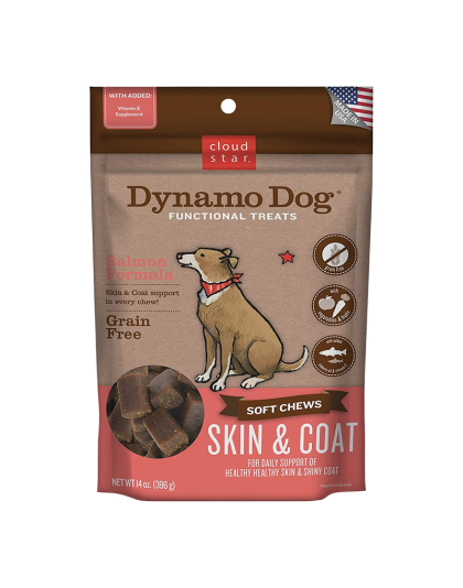 Cloud Star Dynamo Dog Skin and Coat Soft Chews Salmon Formula Dog Treats; 14oz. Bag