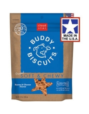 Cloud Star Original Soft and Chewy Buddy Biscuits With Bacon and Cheese Dog Treats; 20-Oz. Bag