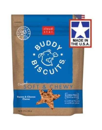 Cloud Star Original Soft and Chewy Buddy Biscuits With Bacon and Cheese Dog Treats; 20-Oz. Bag