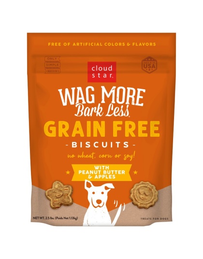 Cloudstar WAG MORE DOG GRAIN FREE PEANUT BUTTER and APPLES 2.5LB
