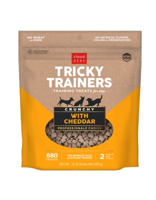 Cloud Star Crunchy Tricky Trainers Cheddar Flavor Dog Treats; 8oz. Bag
