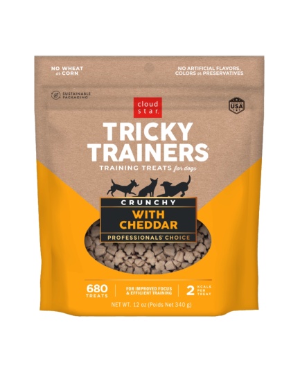 Cloud Star Crunchy Tricky Trainers Cheddar Flavor Dog Treats; 8oz. Bag