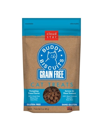 Cloud Star Grain-Free Buddy Biscuits With Tempting Tuna Cat Treats; 3oz. Bag