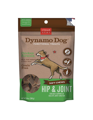 Cloud Star Dynamo Dog Hip and Joint Soft Chews Chicken Formula Dog Treats, 14oz. Bag
