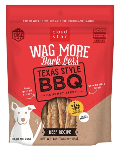 Wag More Bark Less Dog Jerky Grain Free Texas-Style Bbq 10oz.