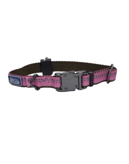 Coastal K9 Explorer 5/8 Inch Adj Collar Rosebud Pink (10-14 Inch)