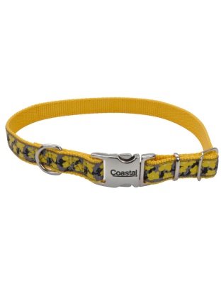 Ribbon Adjustable Nylon Dog Collar with Metal Buckle Yellow 1ea/5/8 In X 12-18 in
